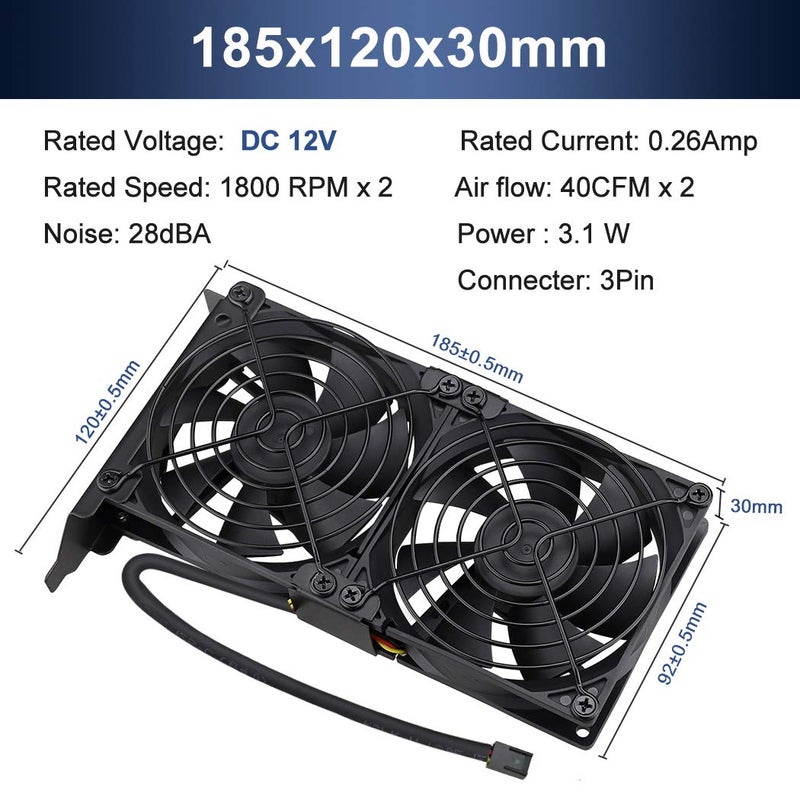 Wathai Graphic Card Pcl Slot Fan 2 x 90mm 92mm for CPU GPU Cooler VGA Cooling - Image 2